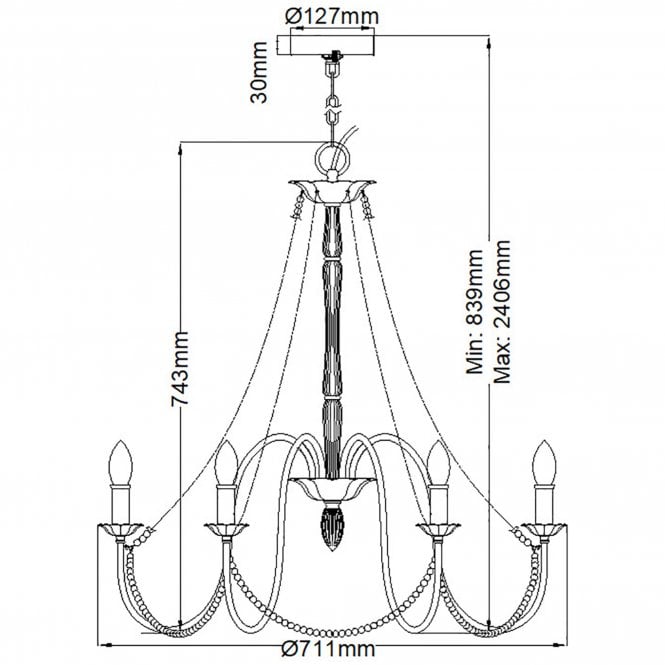 Maryville 6 Light Chandelier Washed Grey Delicate Wood Bead Strands