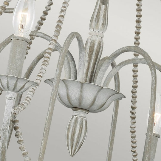 Maryville 9 Light Chandelier Washed Grey Delicate Wood Bead Strands