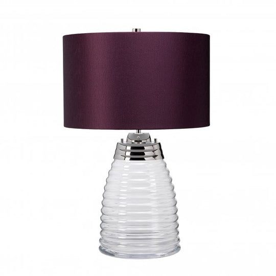 Milne Table Lamp Polished Nickel with Aubergine Shade