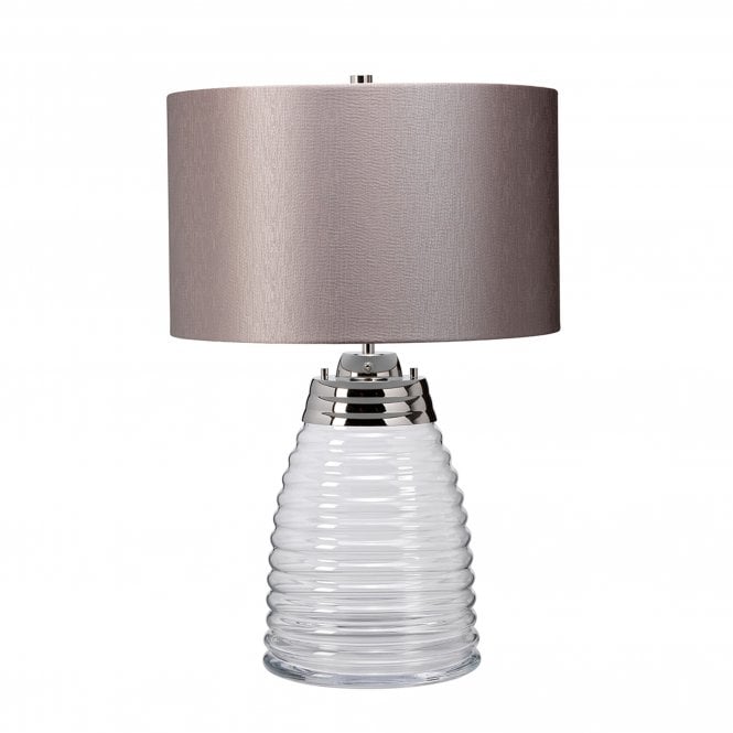 Milne Table Lamp Polished Nickel with Grey Shade