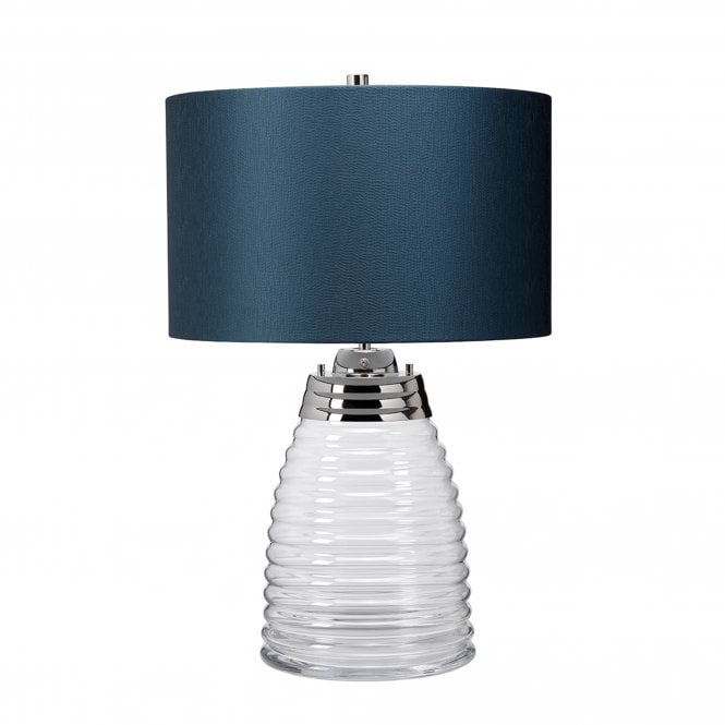 Milne Table Lamp Polished Nickel with Teal Shade