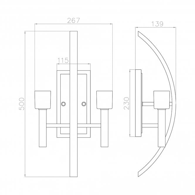 Mondo Double Wall Light Polished Chrome / Frosted Cube Shader
