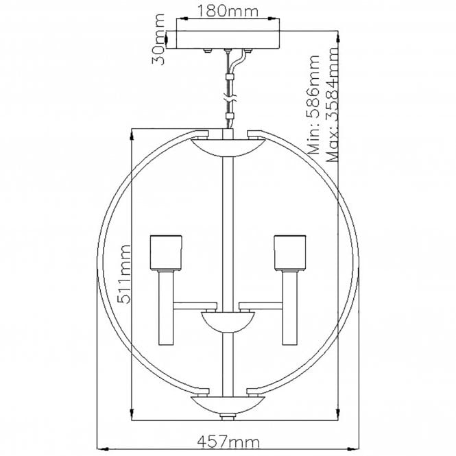 Mondo 3 Light Chandelier Polished Chrome / Frosted Cube Shader