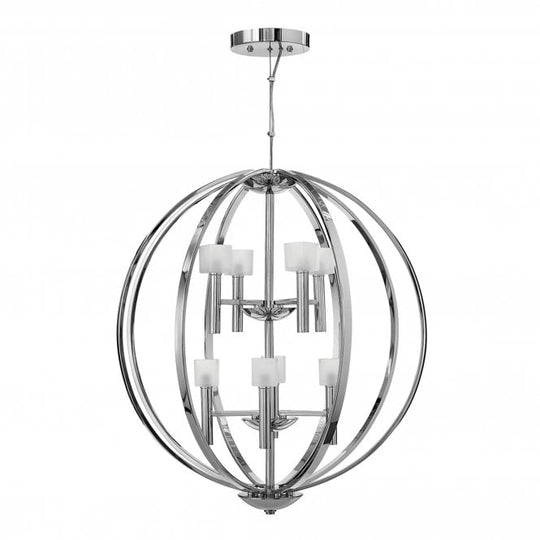 Mondo 8 Light Chandelier Polished Chrome / Frosted Cube Shader
