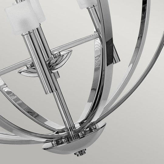 Mondo 8 Light Chandelier Polished Chrome / Frosted Cube Shader