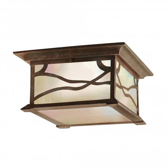 Morris 2 Light Flush Light IP44 Distressed Copper