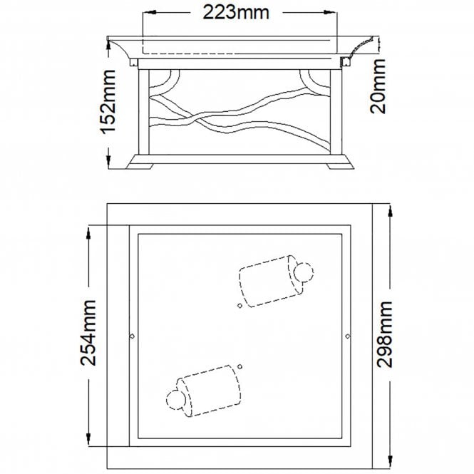 Morris 2 Light Flush Light IP44 Distressed Copper