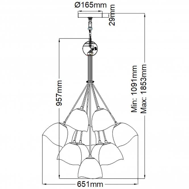 Nula 15 Light Pendant Shell White/Luxe Gold