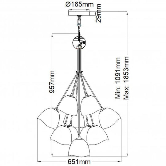 Nula 15 Light Pendant Shell White/Luxe Gold