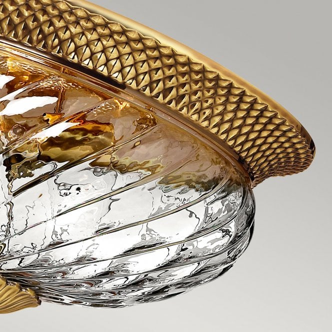 Plantation 3 Light Flush Fitting Burnished Brass