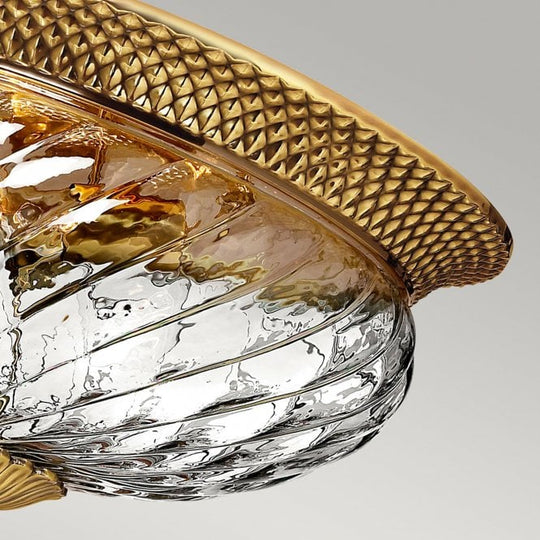 Plantation 3 Light Flush Fitting Burnished Brass