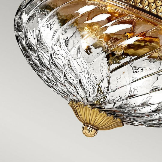 Plantation 3 Light Flush Fitting Burnished Brass