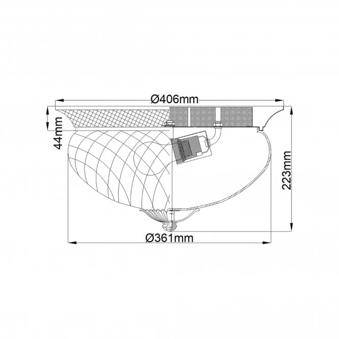 Plantation 3 Light Flush Fitting Burnished Brass