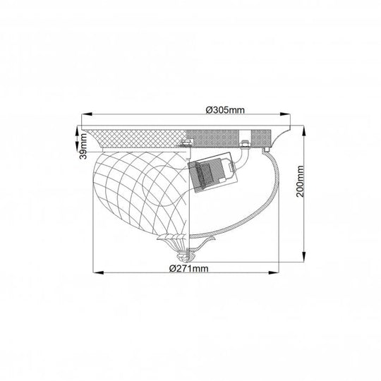Plantation 2 Light Flush Fitting Burnished Brass