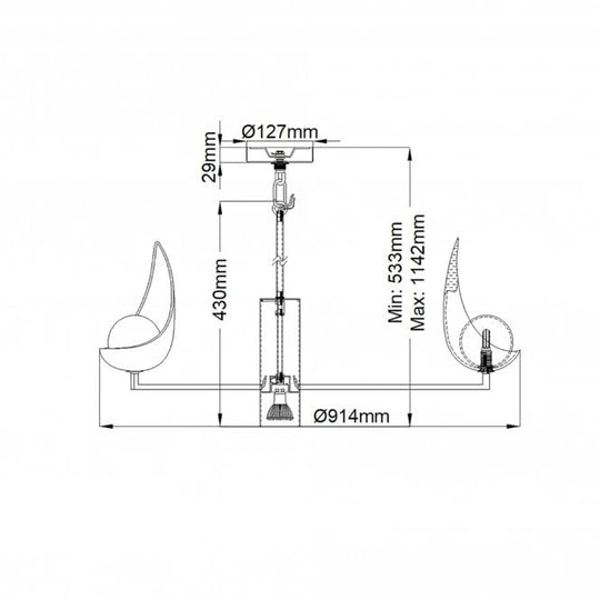 Ren 5 Light Chandelier Black / Gold