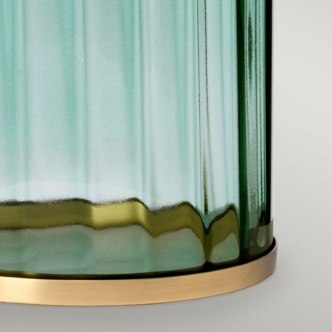Reno Table Lamp Green / Aged Brass Cream Faux Silk Shade