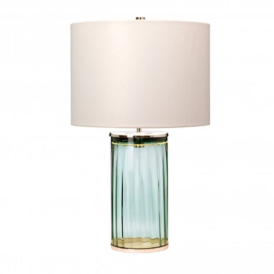 Reno Table Lamp Green / Polished Nickel Cream Faux Silk Shade