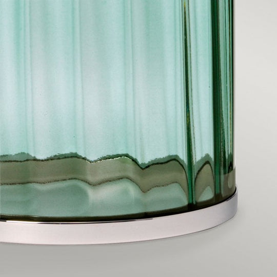 Reno Table Lamp Green / Polished Nickel Cream Faux Silk Shade