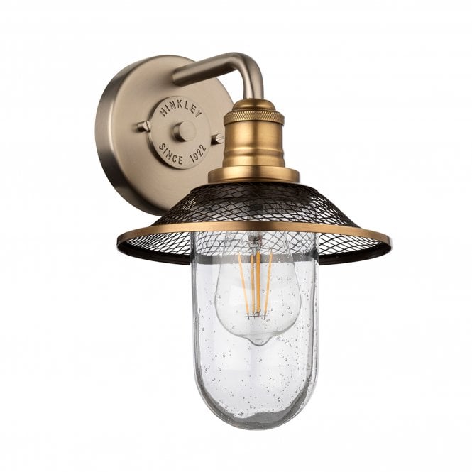 Rigby 1 Light Wall Light IP44 Antique Nickel With Clear Seeded Glass