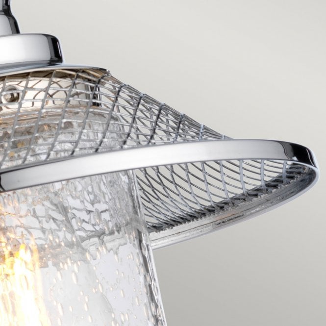 Rigby 1 Light Wall Light IP44 Polished Chrome With Clear Seeded Glass