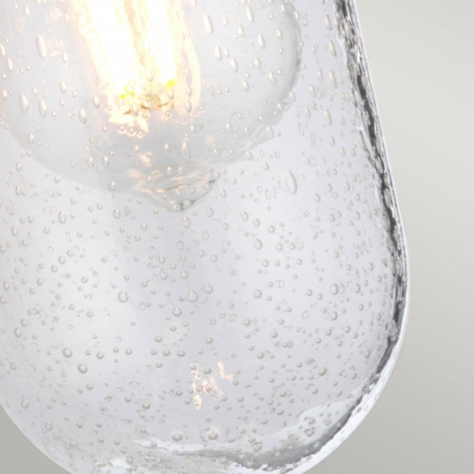 Rigby 1 Light Wall Light IP44 Polished Chrome With Clear Seeded Glass