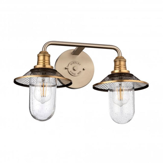 Rigby 2 Light Wall Light IP44 Antique Nickel With Clear Seeded Glass