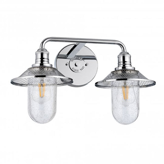 Rigby 2 Light Wall Light IP44 Polished Chrome With Clear Seeded Glass