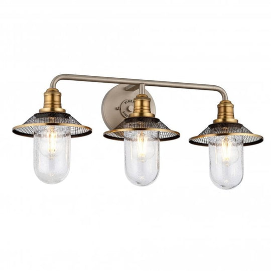 Rigby 3 Light Wall Light IP44 Antique Nickel With Clear Seeded Glass