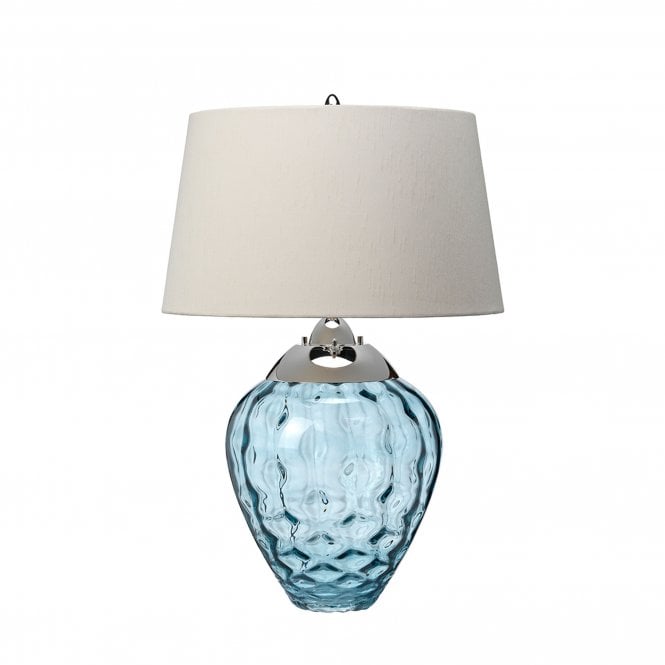 Samara Table Lamp Light Blue With Scallop (taupe) Shade