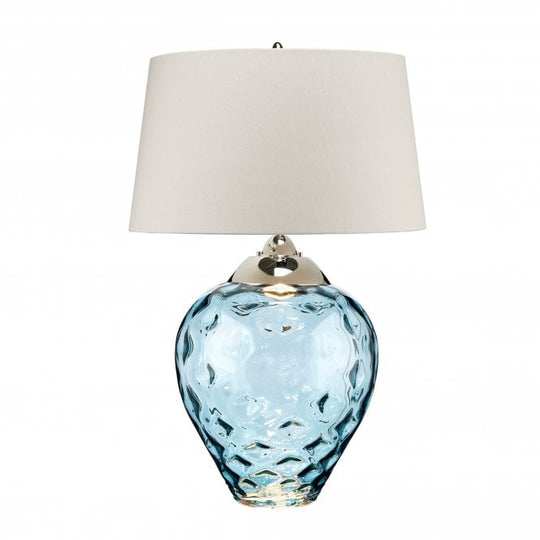 Samara Large Table Lamp Light BlueClear With Scallop (taupe) Shade