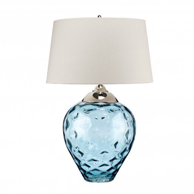Samara Large Table Lamp Light BlueClear With Scallop (taupe) Shade
