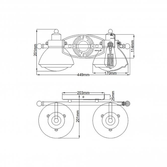 Scholar Double Bathroom Wall Light IP44 Polished Chrome