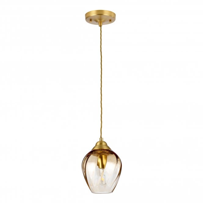 Tiber Amber Singe Pendant Brushed Brass