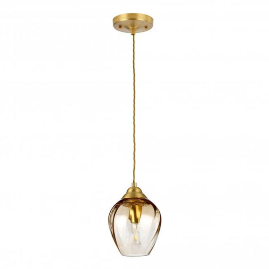 Tiber Amber Singe Pendant Brushed Brass