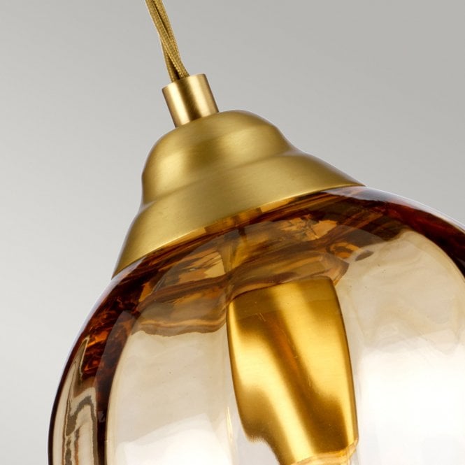 Tiber Amber Singe Pendant Brushed Brass