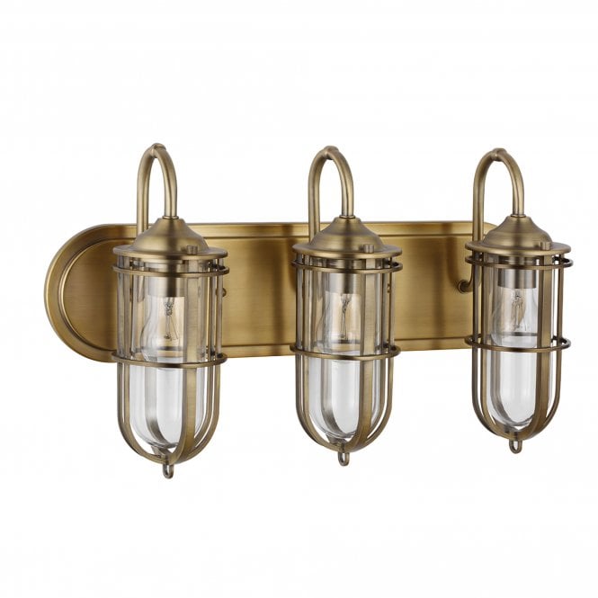 Urban Restoration Triple Wall Light IP44 Dark Antique Brass