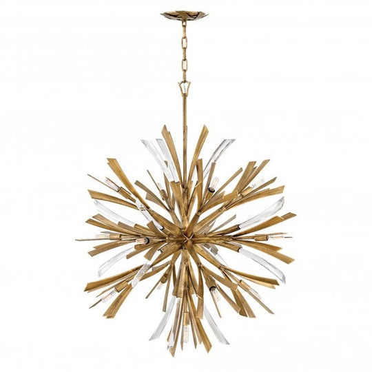 Vida 13 Light Large Crystal Pendant Light Burnished Gold