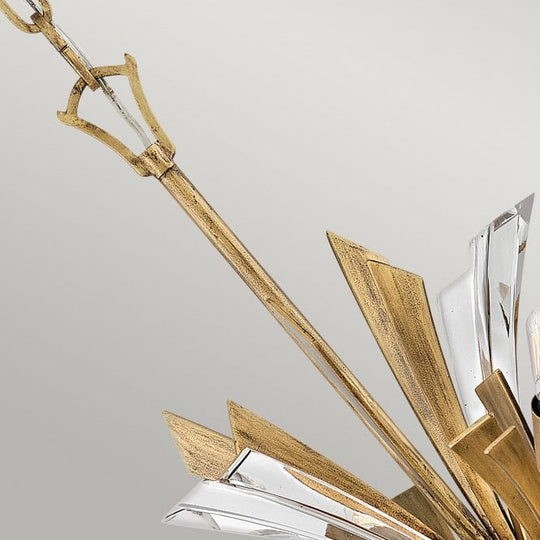 Vida 13 Light Large Crystal Pendant Light Burnished Gold