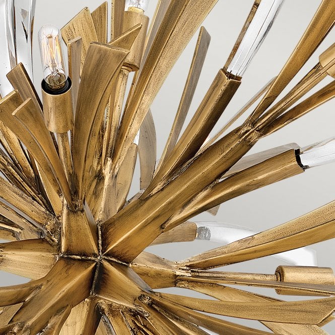 Vida 13 Light Large Crystal Pendant Light Burnished Gold