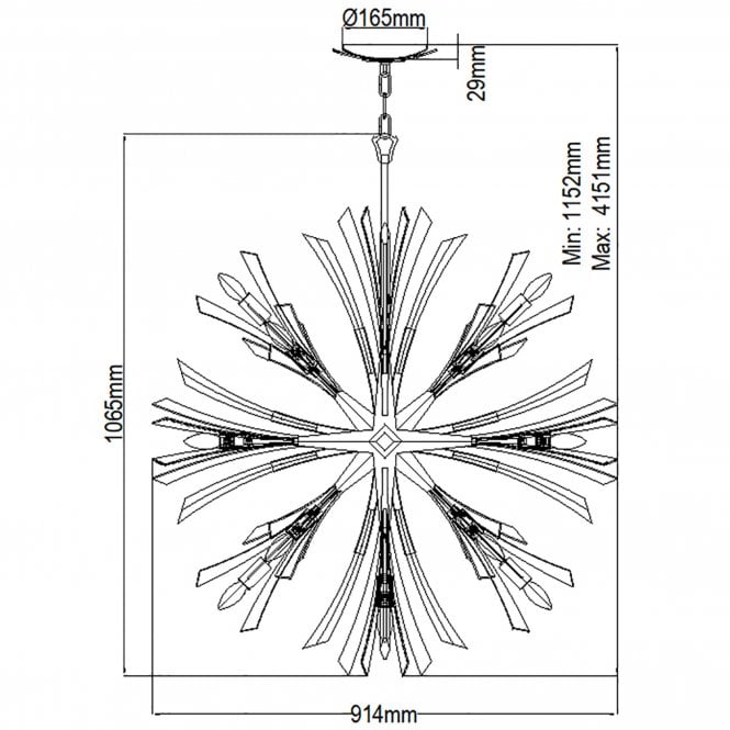 Vida 13 Light Large Crystal Pendant Light Burnished Gold