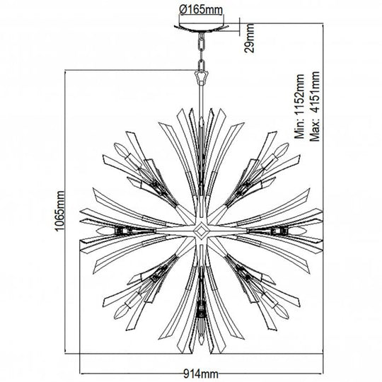 Vida 13 Light Large Crystal Pendant Light Burnished Gold