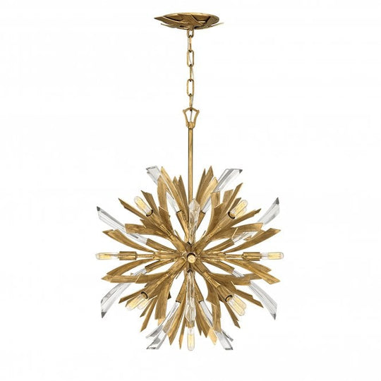 Vida 13 Light Small Crystal Pendant Light Burnished Gold