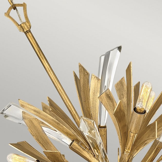 Vida 13 Light Small Crystal Pendant Light Burnished Gold