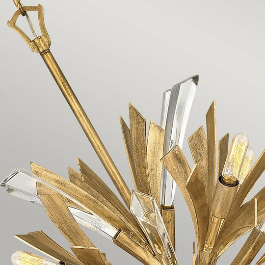 Vida 13 Light Small Crystal Pendant Light Burnished Gold