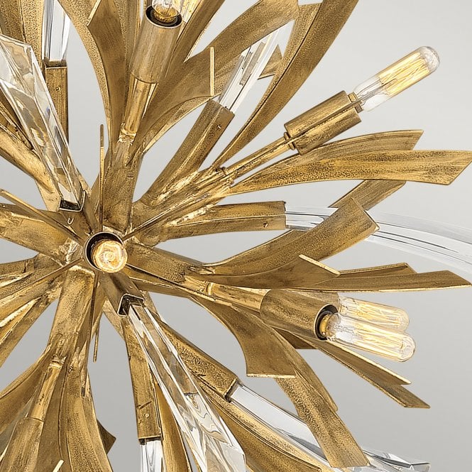 Vida 13 Light Small Crystal Pendant Light Burnished Gold