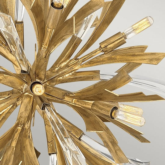 Vida 13 Light Small Crystal Pendant Light Burnished Gold