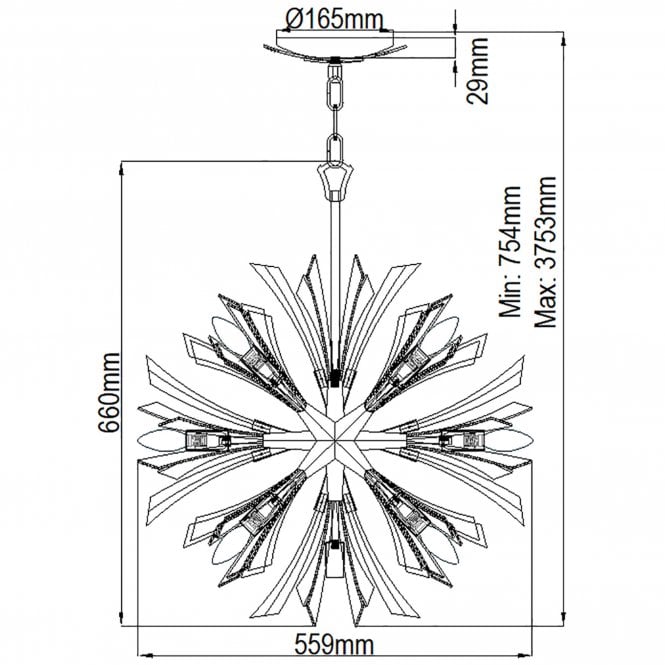 Vida 13 Light Small Crystal Pendant Light Burnished Gold