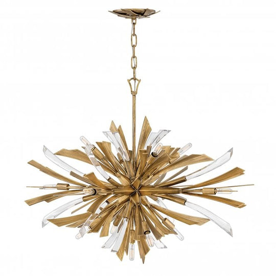 Vida 13 Light Wide Crystal Pendant Light Burnished Gold