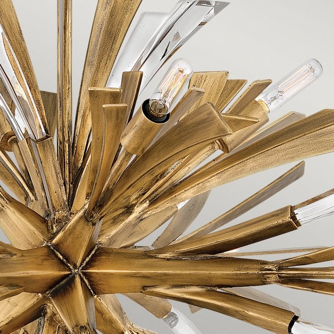 Vida 13 Light Wide Crystal Pendant Light Burnished Gold