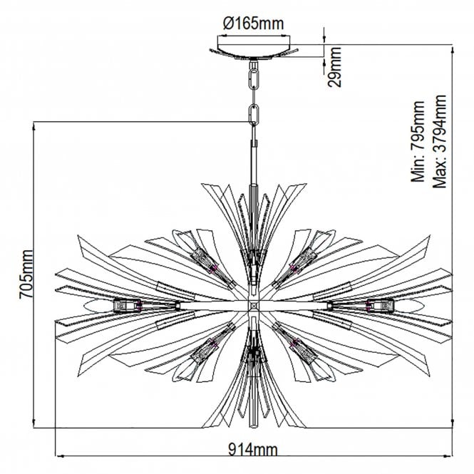 Vida 13 Light Wide Crystal Pendant Light Burnished Gold